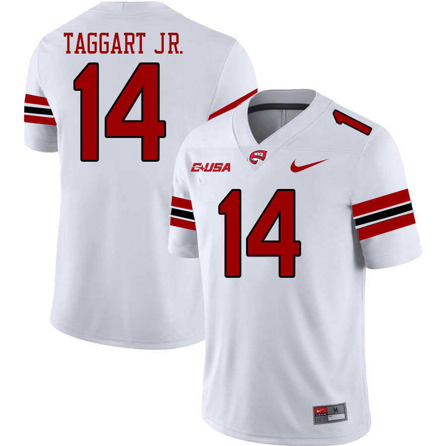 Western Kentucky Hilltoppers #14 Willie Taggart Jr. College Football Jerseys Stitched Sale-White